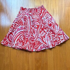 Banana Republic Red and White Swirl Skater Skirt